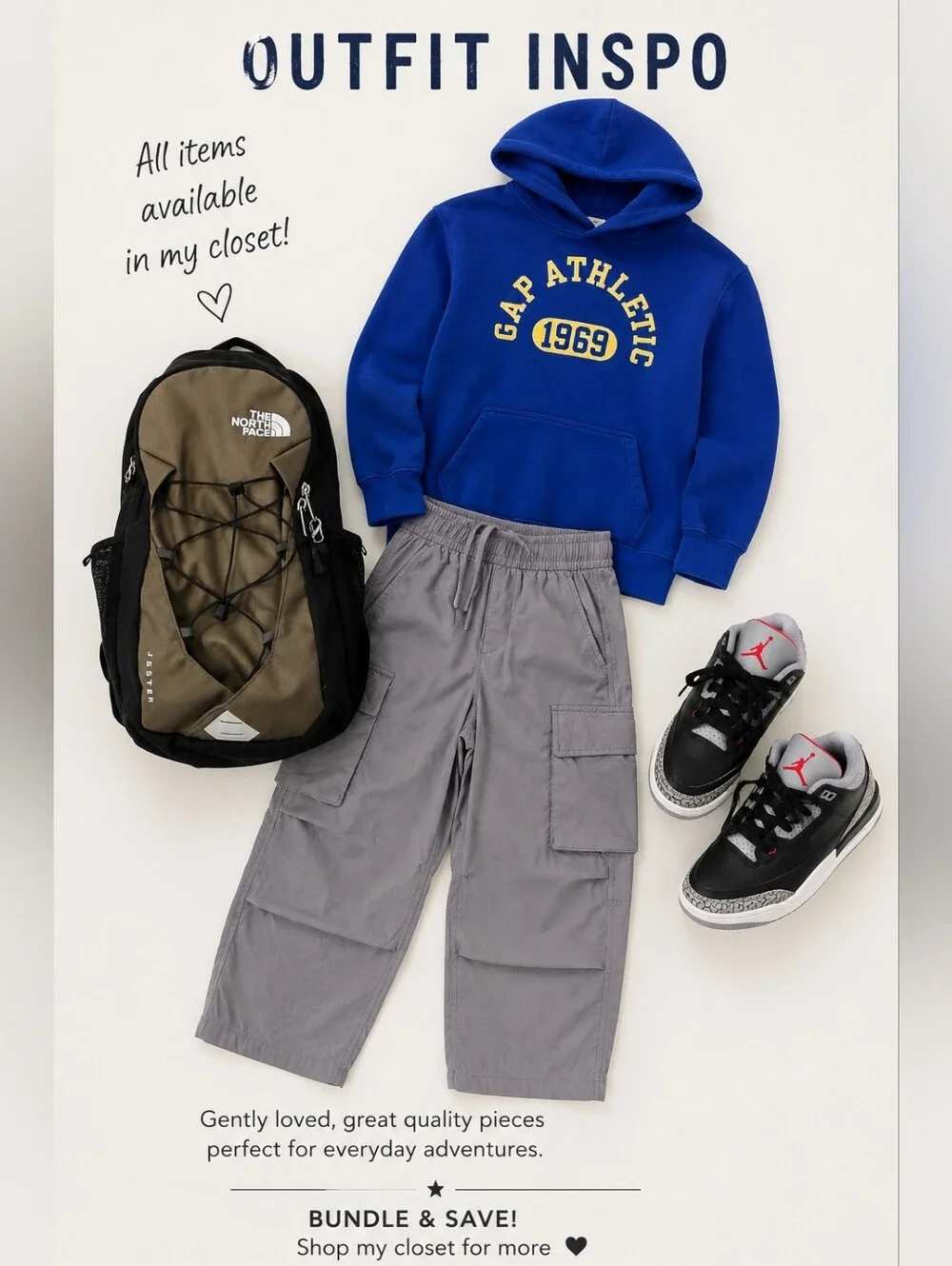 GAP Boys Pants & Sweater Bundle Outfit Inspo Northface Backpack School Style